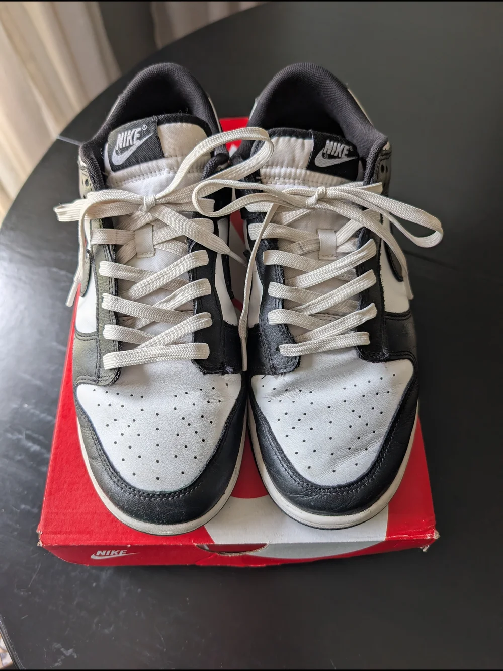 Nike Men's Panda Dunks Black/White Low-Top, White Laces, Sneakers Size 10